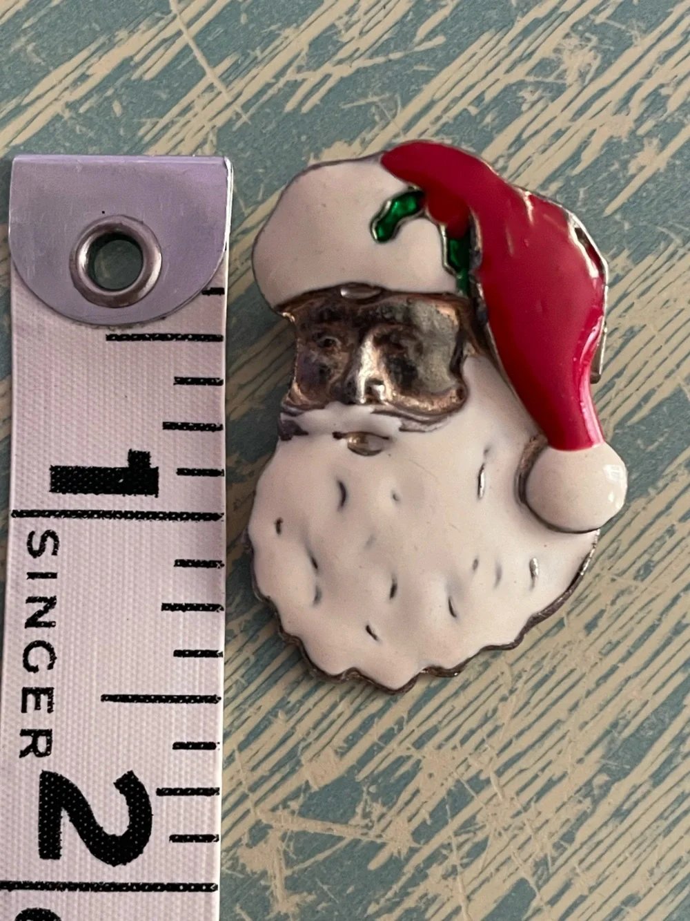 Vintage enamel Santa Claus brooch